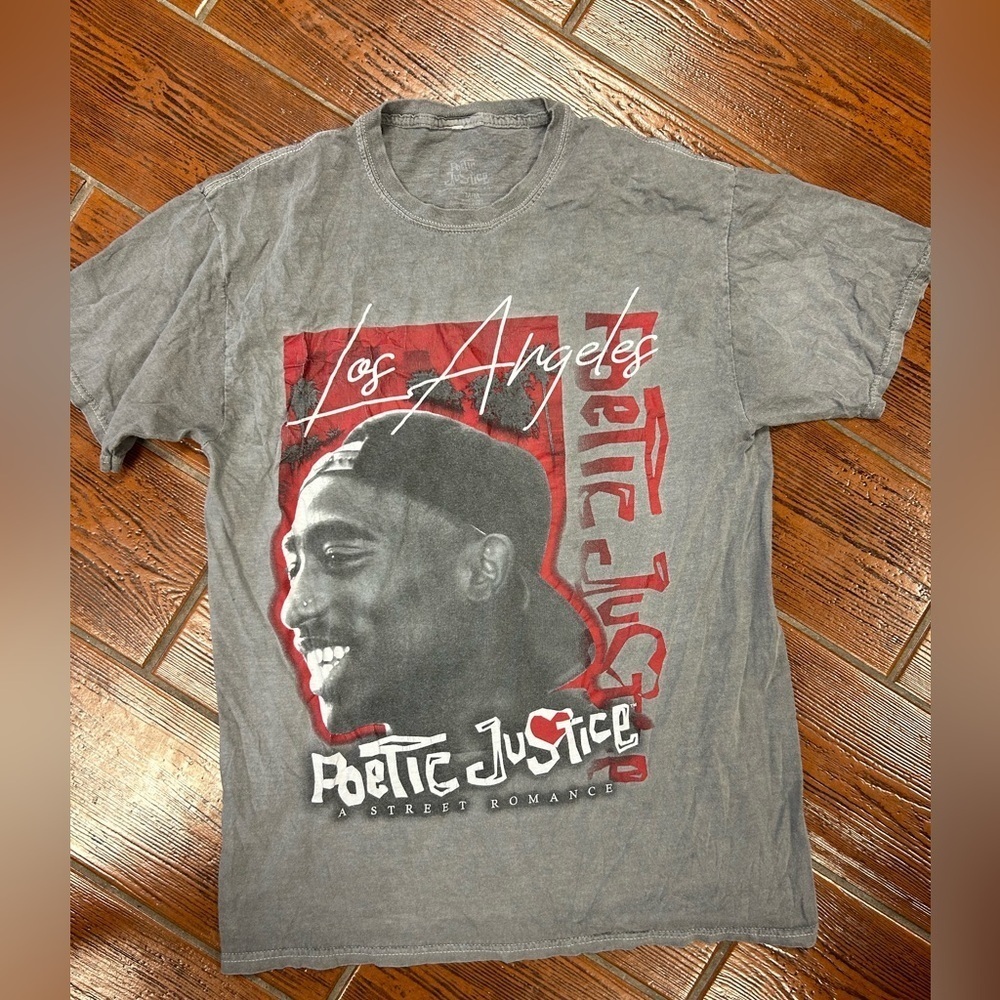 Vintage Poetic Justice Movie T Shirt. Gray Size M 2 Pac.
